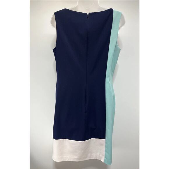 LAUREN RALPH LAUREN Sleeveless Color Block Shift Dress Women's 12 Lined Zipper - Picture 4 of 8